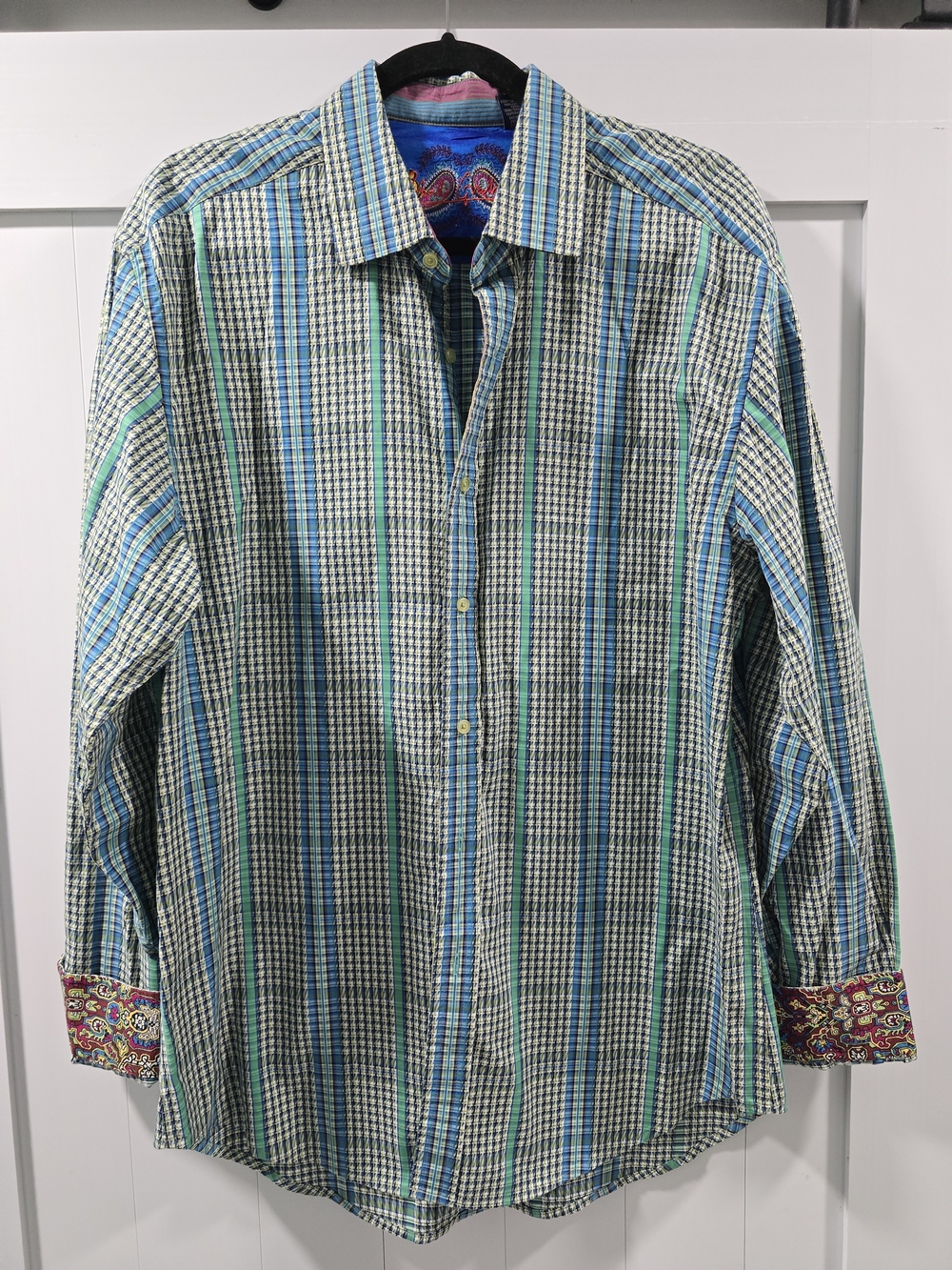 Robert Graham Blue & Green Plaid Button-Down Shirt